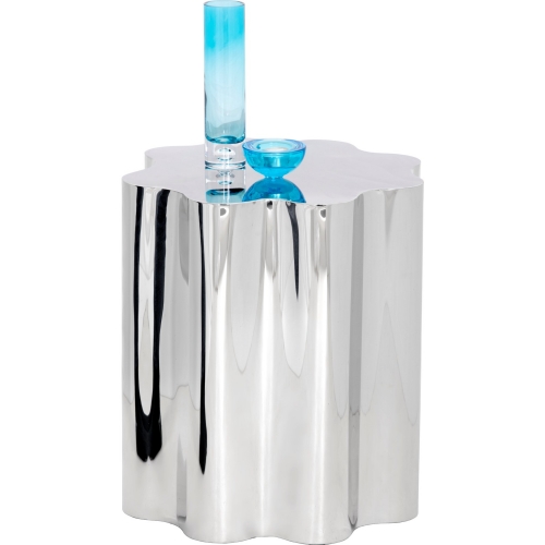 Dahlia Side Table in Polished Stainless Steel